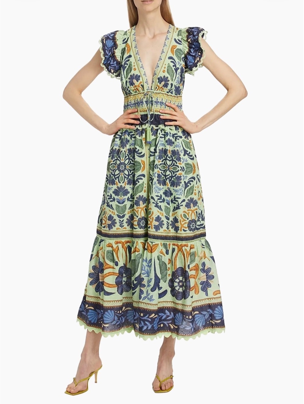 Farm Rio Ocean Tapestry Suzani Maxi Dress NWT Size Small